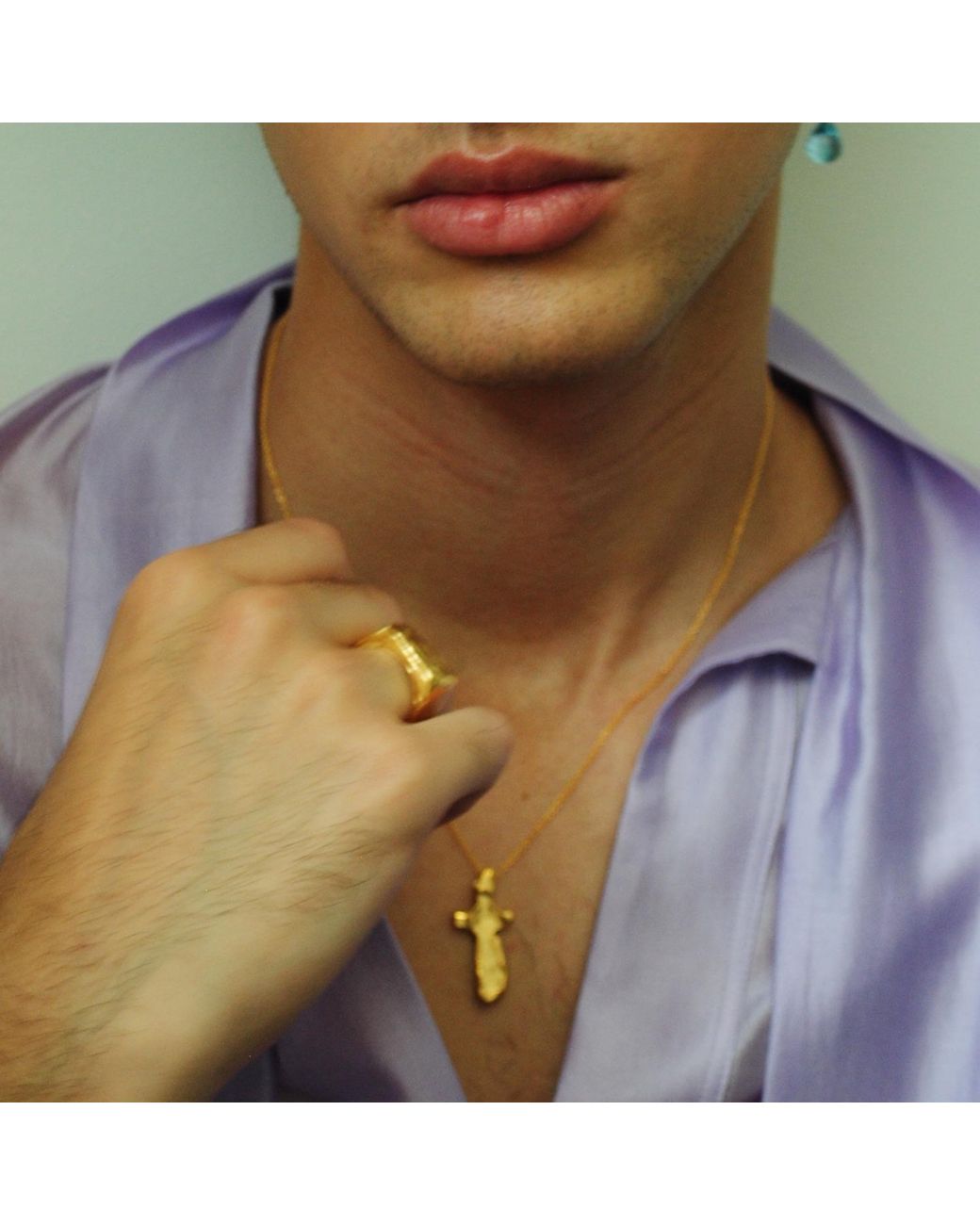De Roms Metallic The Covenant Molten Cross Necklace