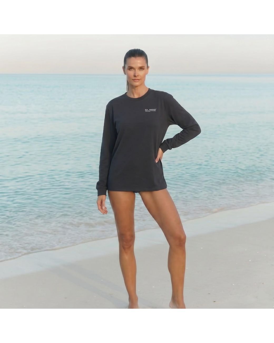Sea_Washed Blue Organic Cotton Long Sleeve Top