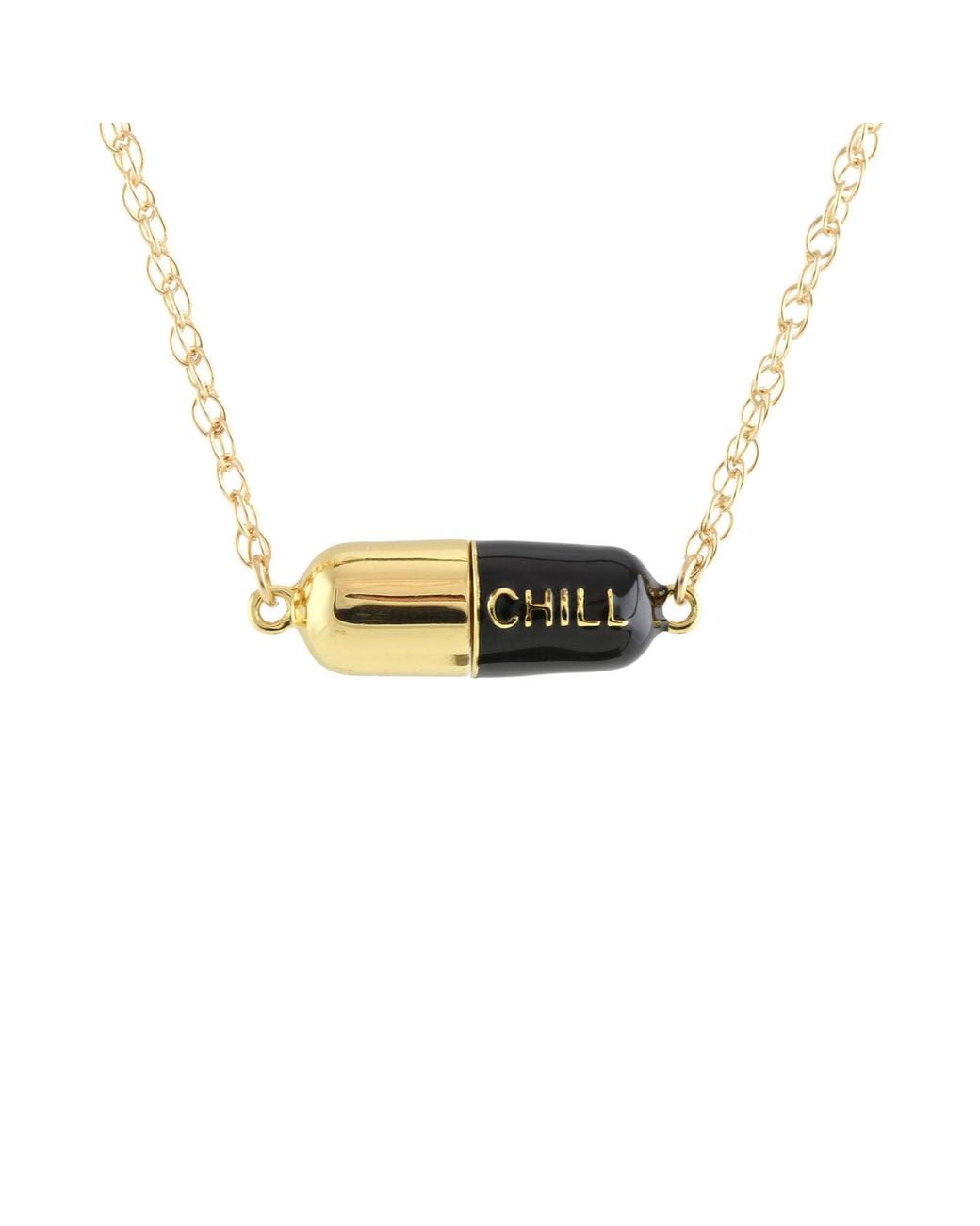 Kris Nations Metallic Big Chill Pill Chain Necklace & Filled