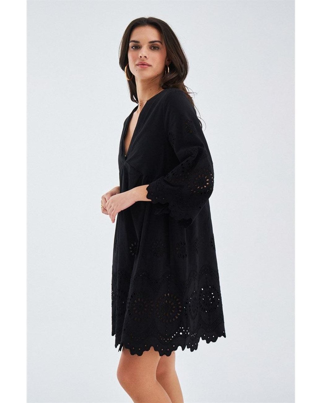 Peraluna Black Hiromi Pure Cotton Mini Dress
