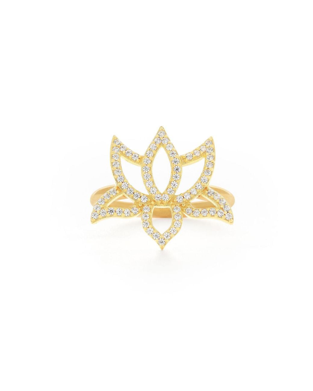 Seven Saints Metallic Illuminate Lotus Ring, Topaz Pave, Plated