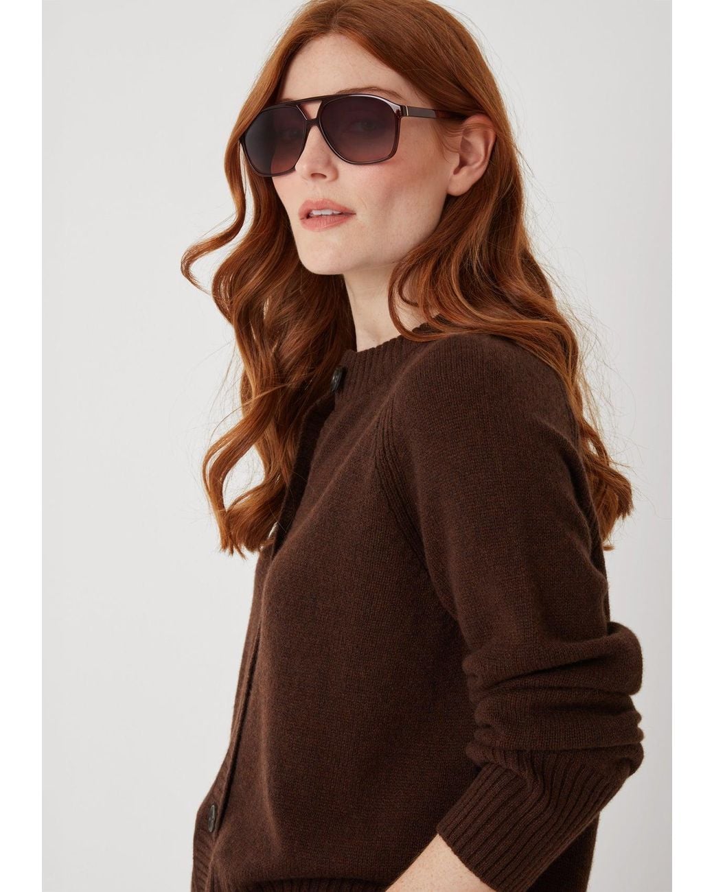 Loop Cashmere Brown The Luxe Crew Cardigan