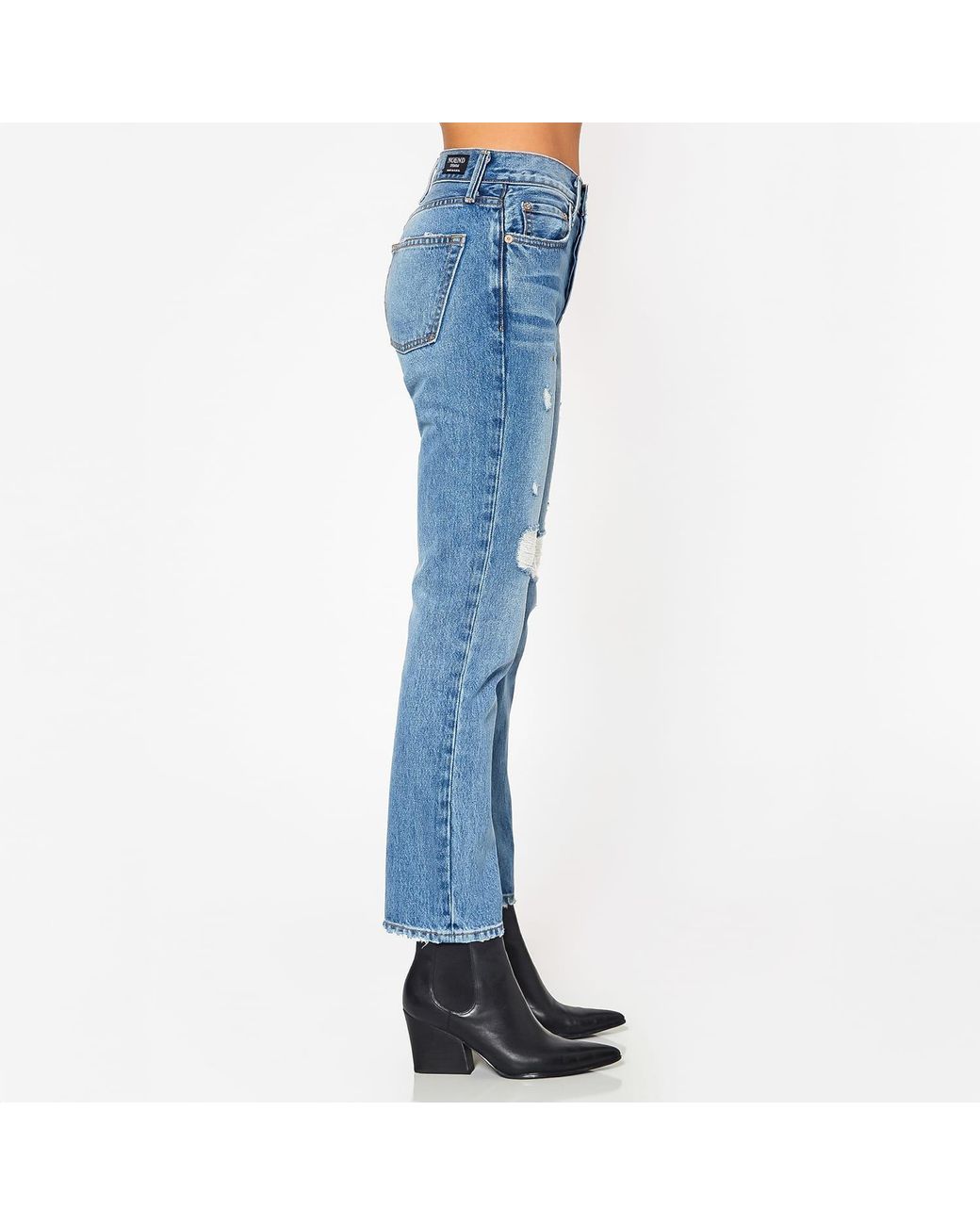 NOEND Blue Astoria High Rise Straight Crop Denim