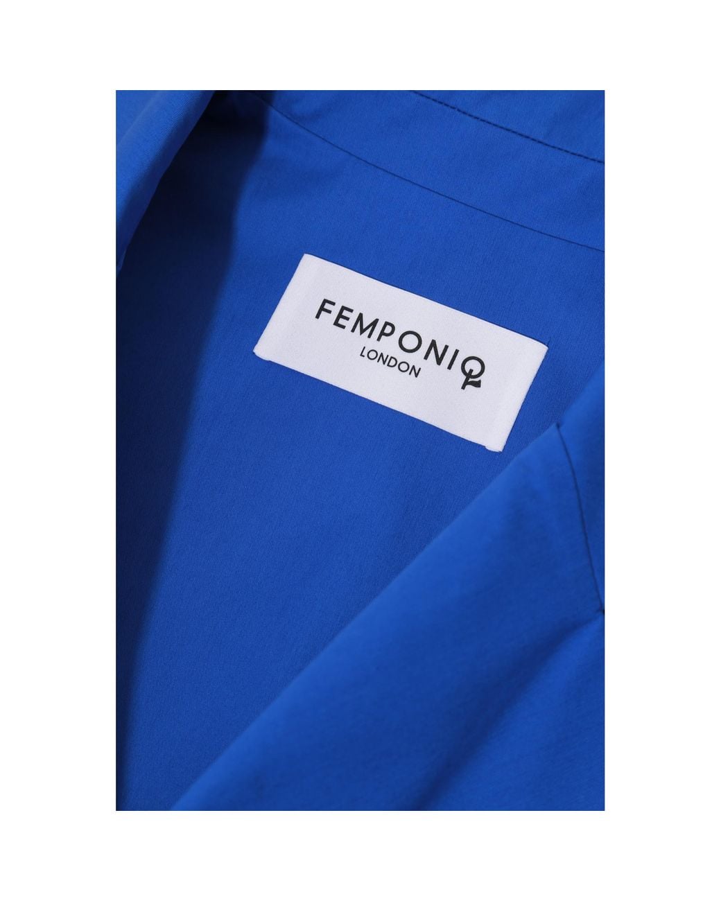 Femponiq Blue 'Wide Lapel Asymmetric Belted Midi Cotton Dress