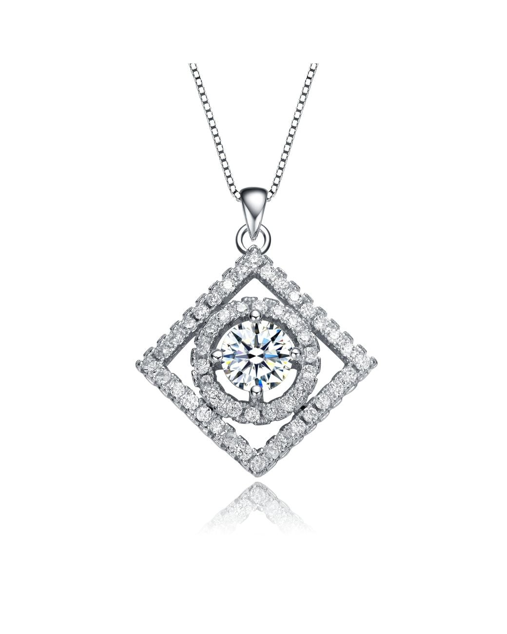 Genevive Jewelry Metallic Rachel Glauber Elegant Plated Square Pendant Necklace