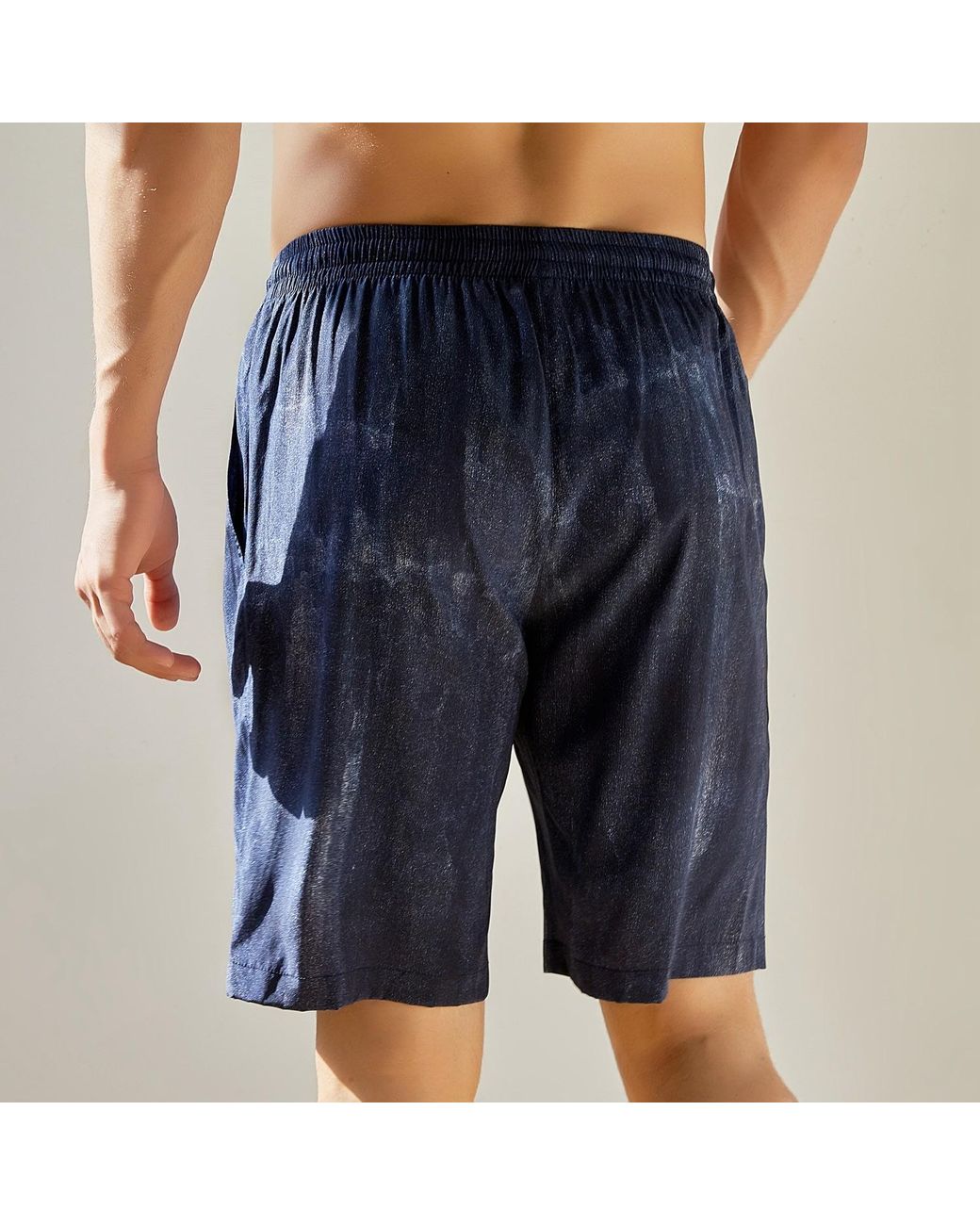 Soft Strokes Silk Blue Pure Mulberry Silk Tie Dye Printed Shorts for men