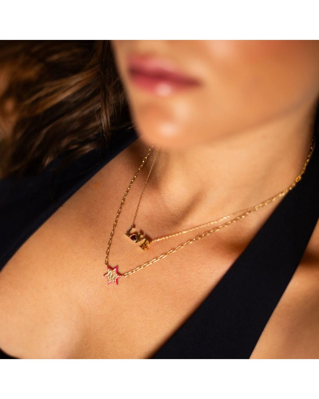 Ebru Jewelry Metallic Divine Star Of David Enamel Necklace