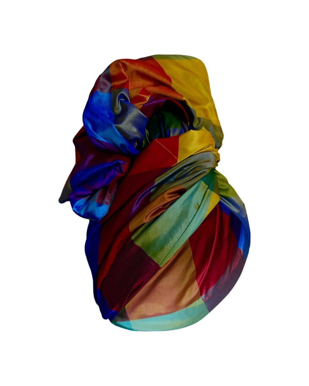 Romer Millinery Blue Twisturban Turban Silk Taffeta Bright Color Block