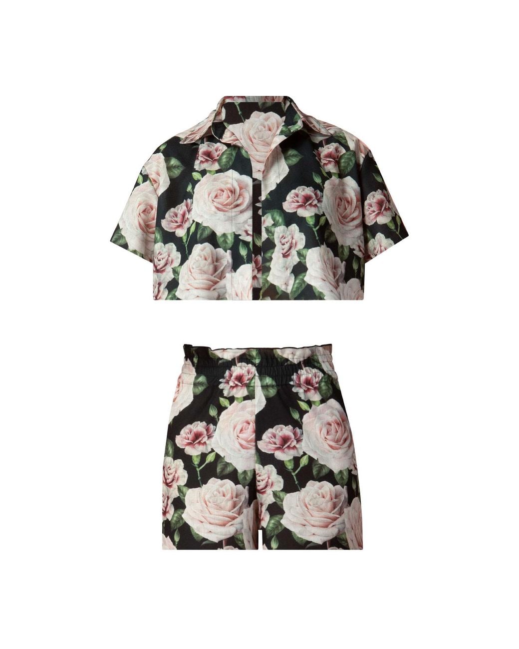 Nur Karaata Black Bloom Short Shirt Set