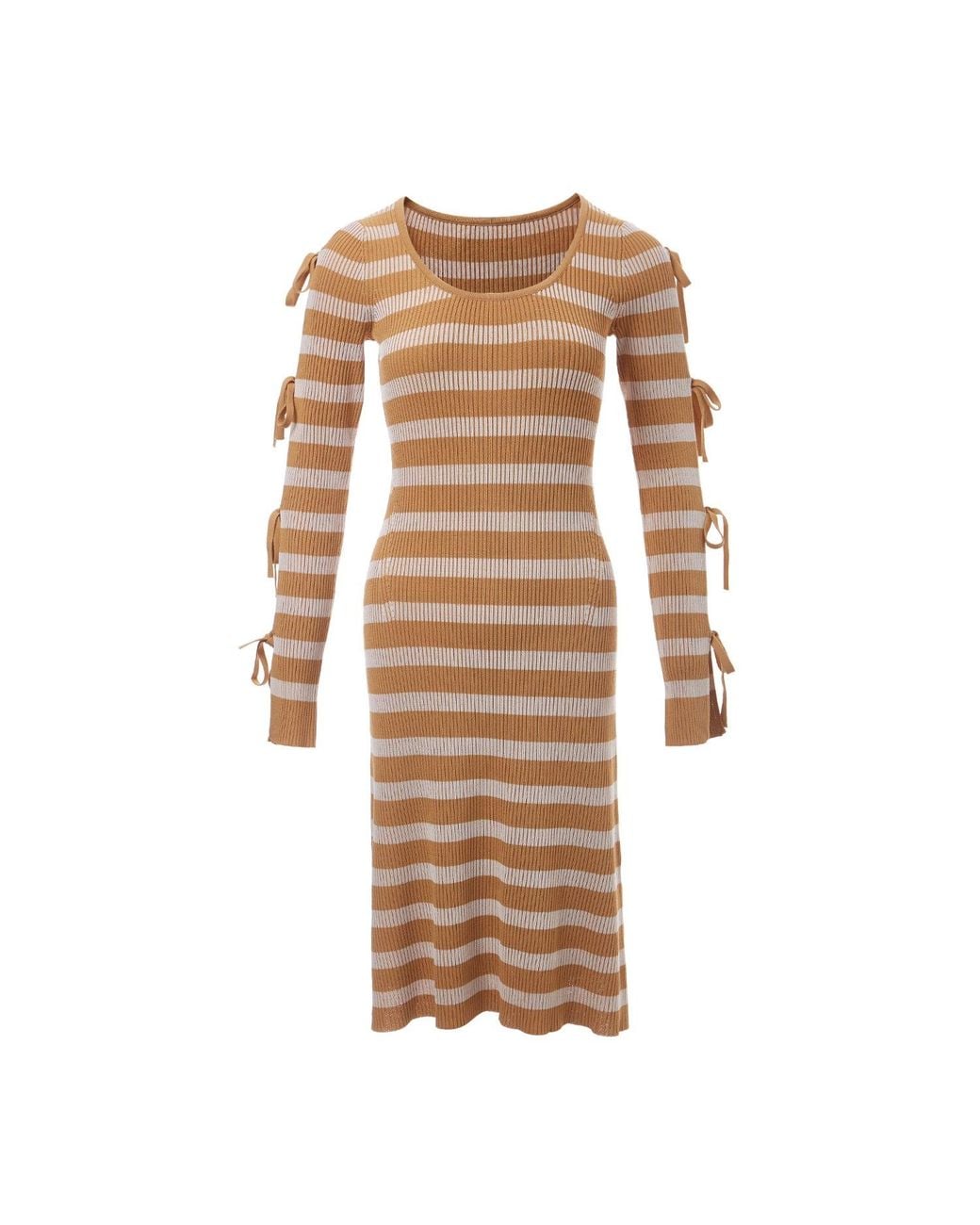 Fully Fashioning Brown Neutrals Alexandra Lacing Knit Dress
