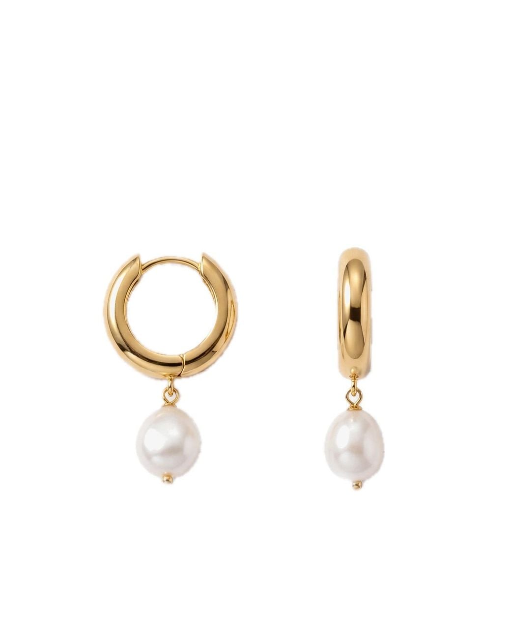 Elk & Bloom White Chunky 14K Freshwater Pearl Hoops