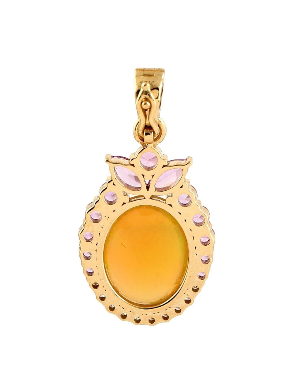 Artisan Orange 18K Opal, Sapphire & Diamond Pendant