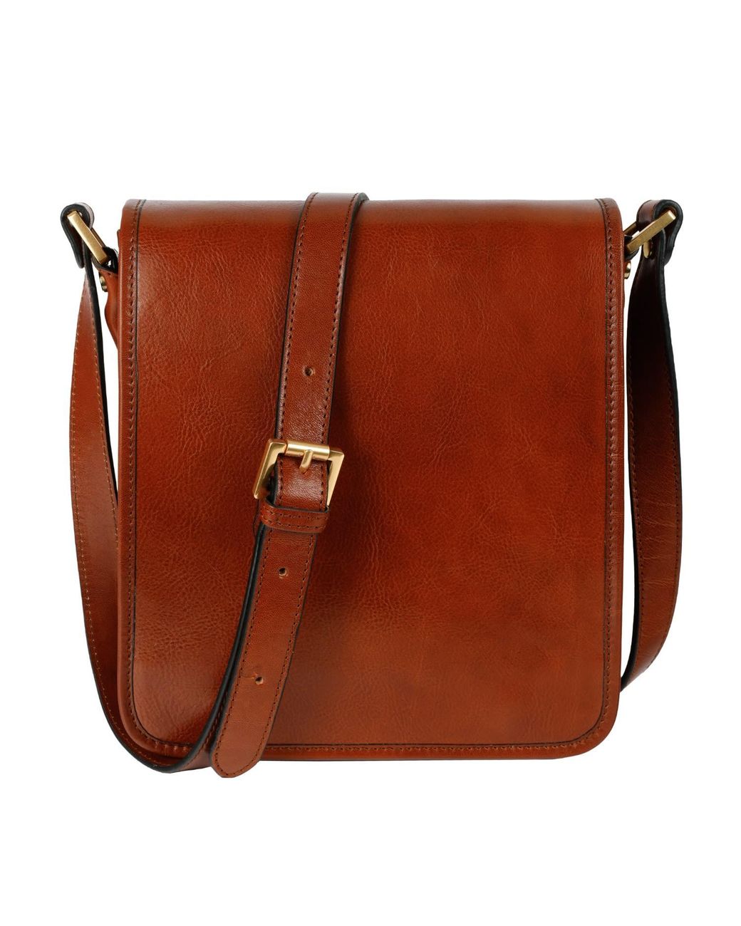 Time Resistance Brown Small Leather Messenger Bag for men