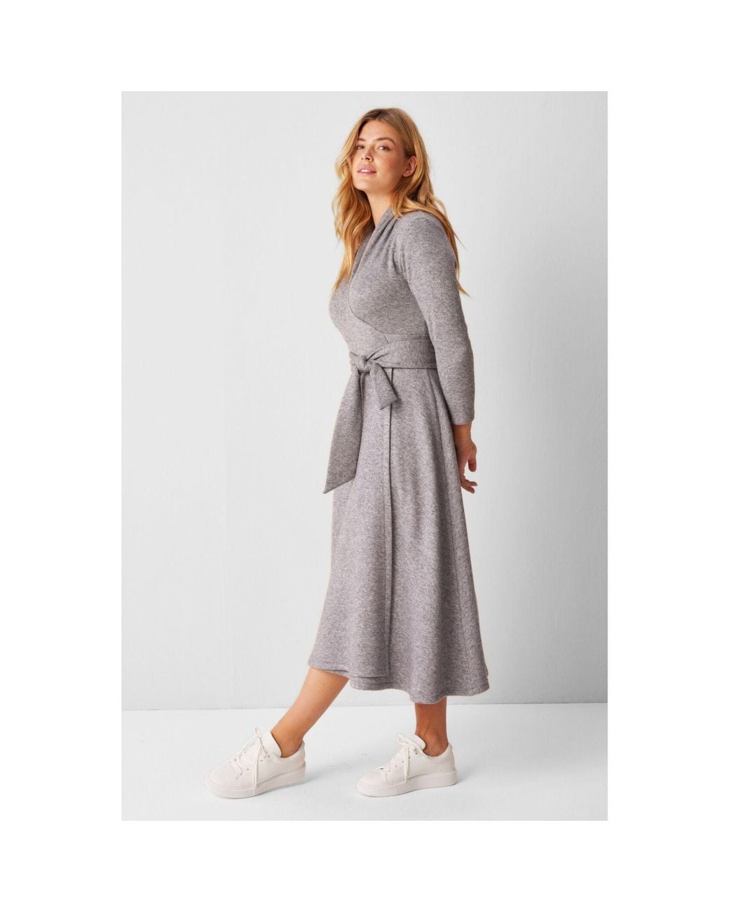 Marianna Déri Gray Knitted Wrap Dress