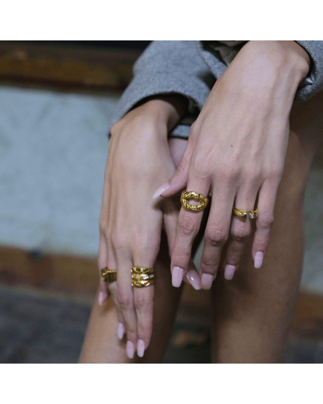 LINYA JEWELLERY Metallic Mazu Amorphous Ring