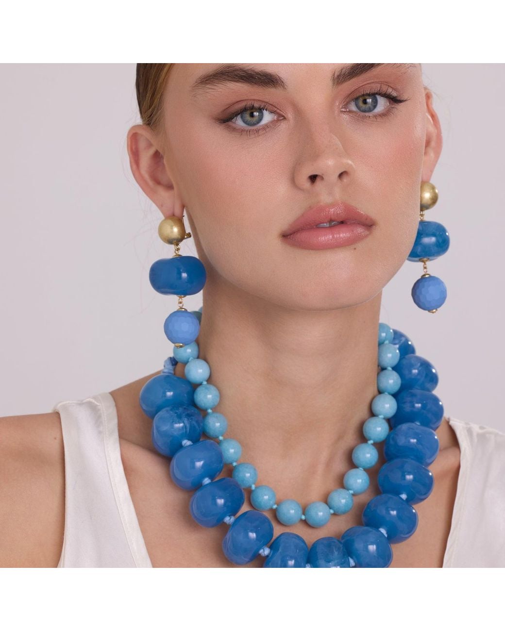 Michael Nash Jewelry Blue Analise Triple Cornflower Resin Drop Pierced Earrings