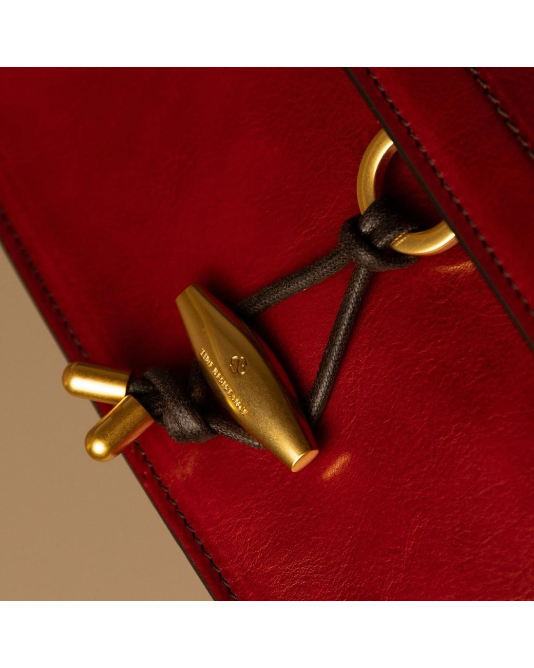 Time Resistance Red Leather Flap Bag For