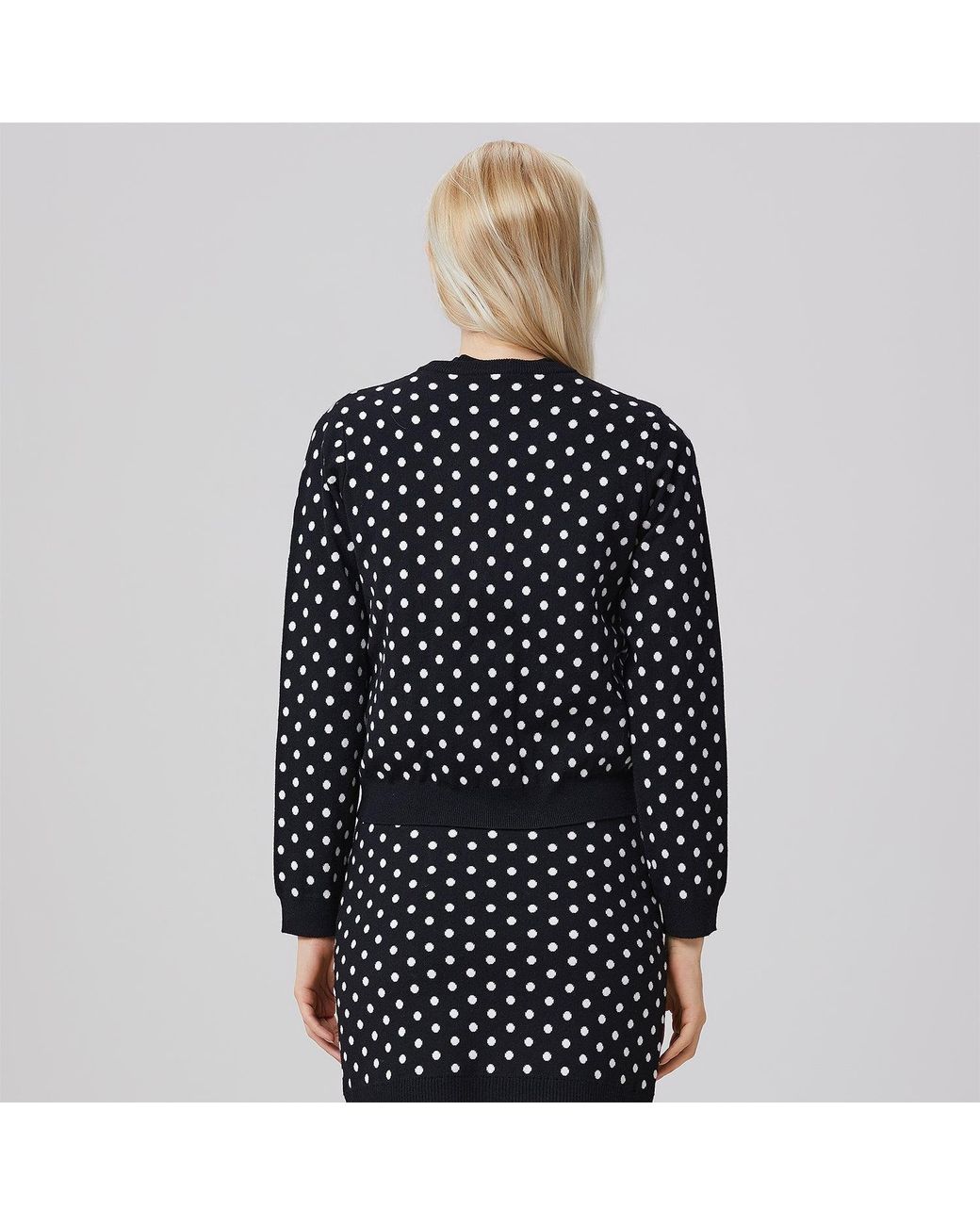Smart and Joy Black Polka Dots Knitted Cardigan
