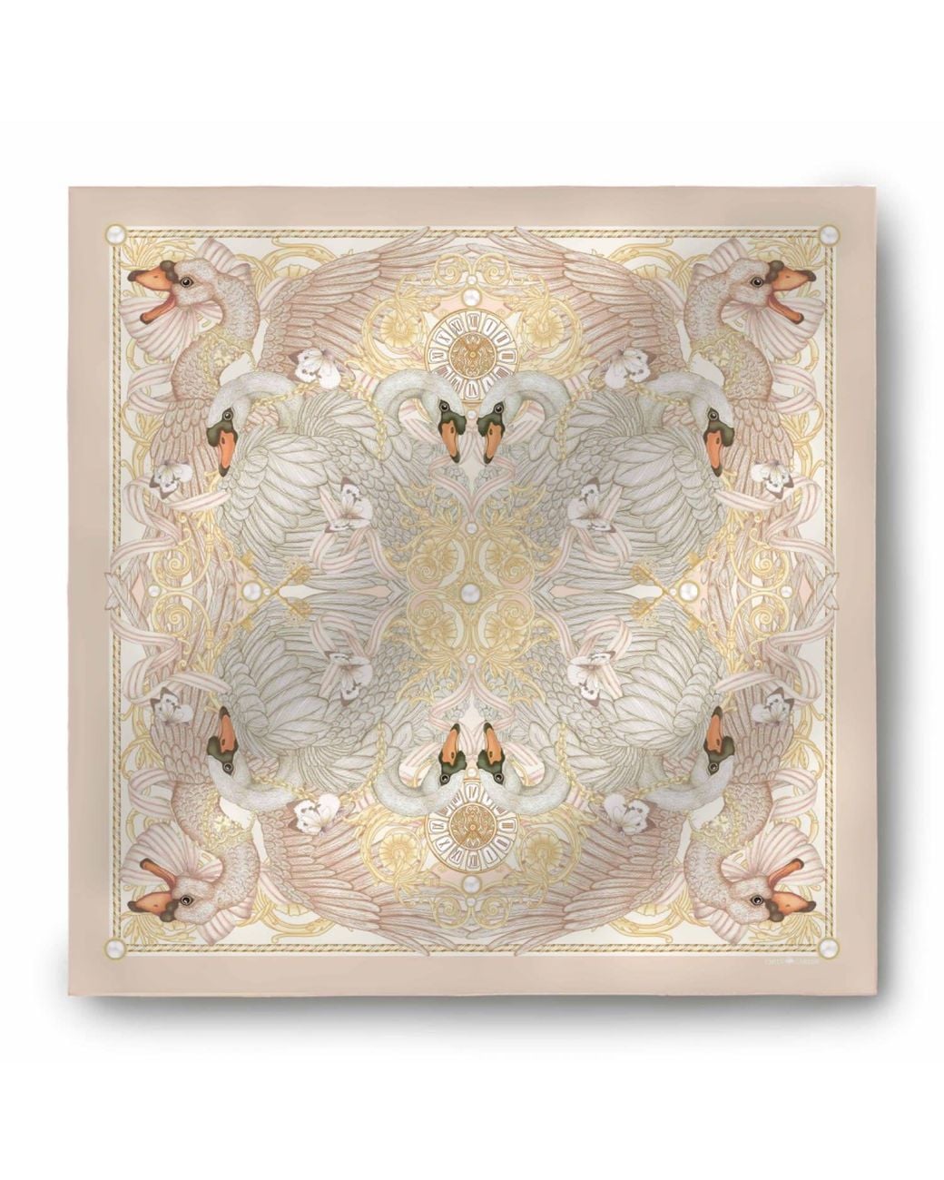 Emily Carter Natural Neutrals The Swan & Porcelain Silk Scarf