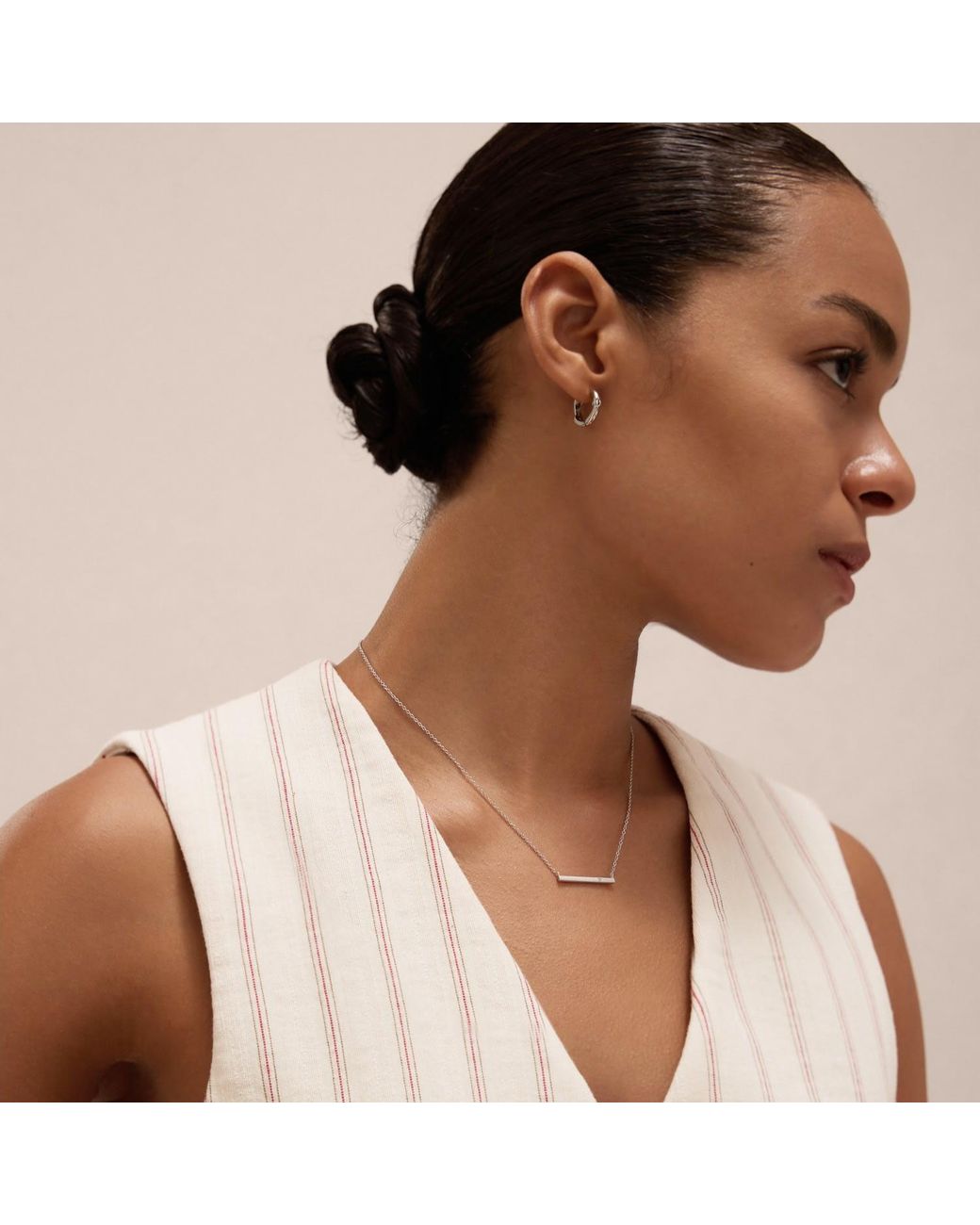 Vanhi White Colette Droop Link Huggie Earrings