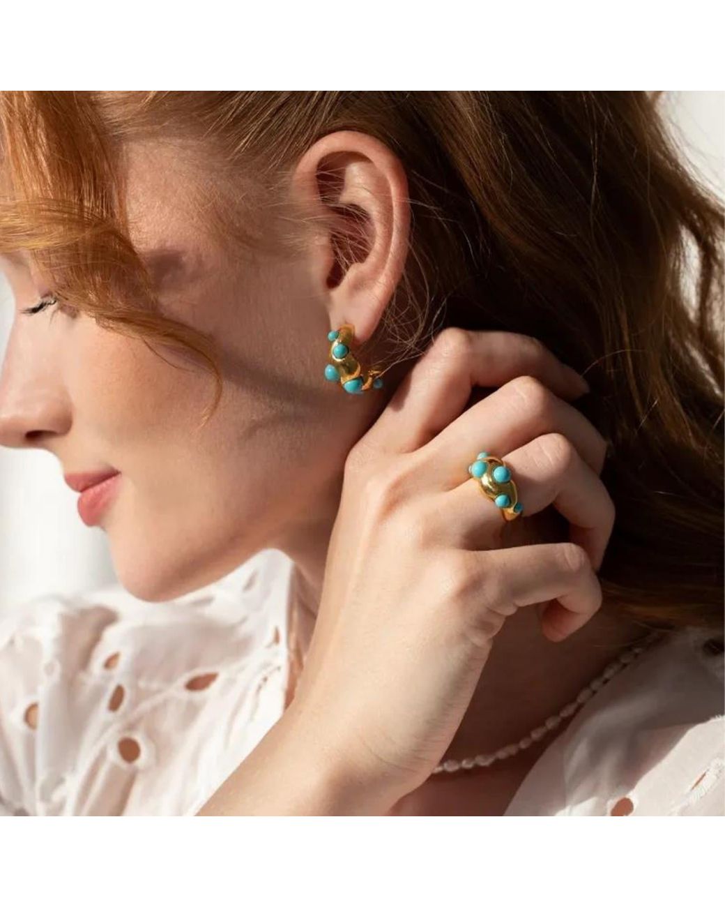 LINYA JEWELLERY Blue Adjustable Ring