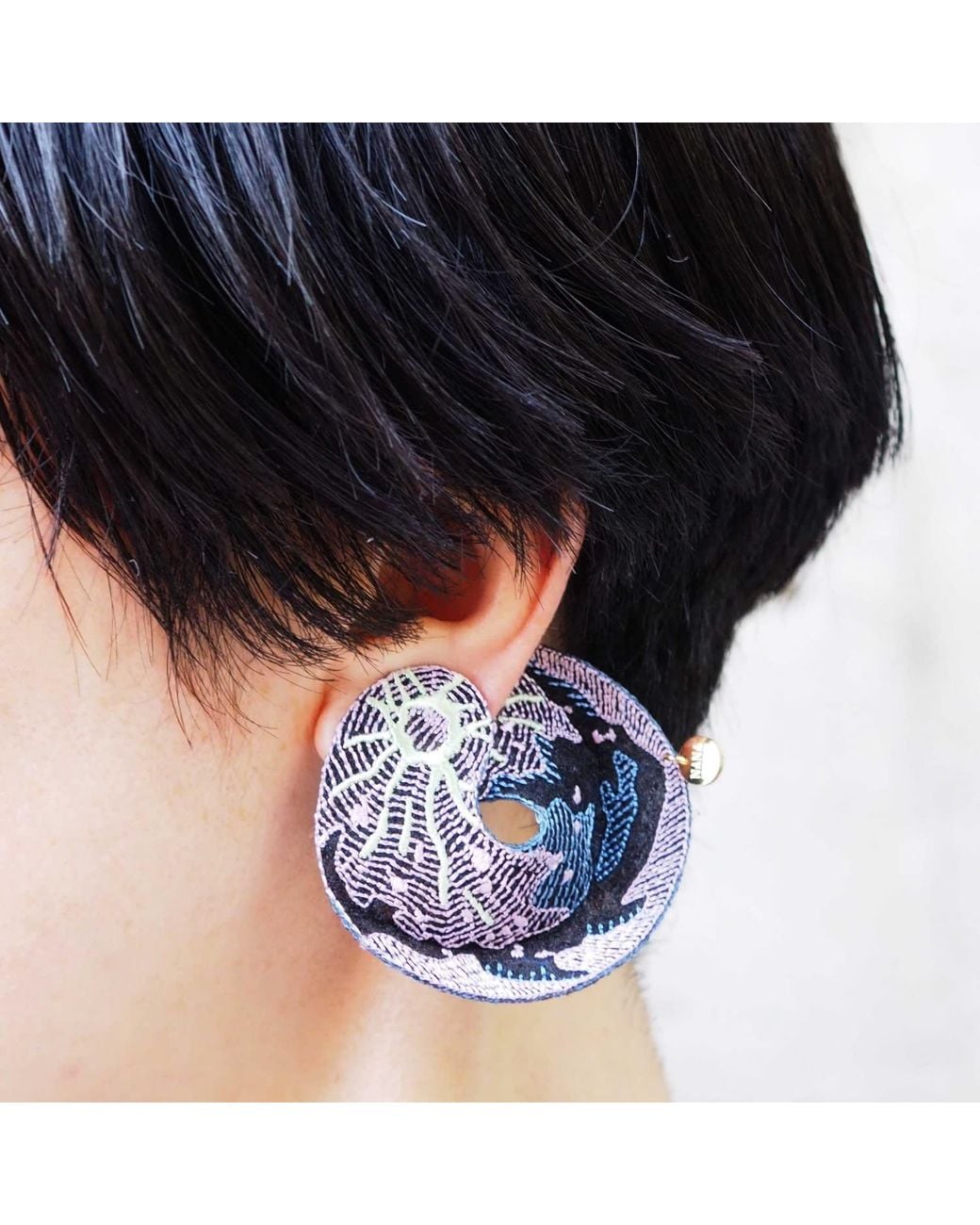 Nana Watanabe Blue Moonglow Embroidered Earrings
