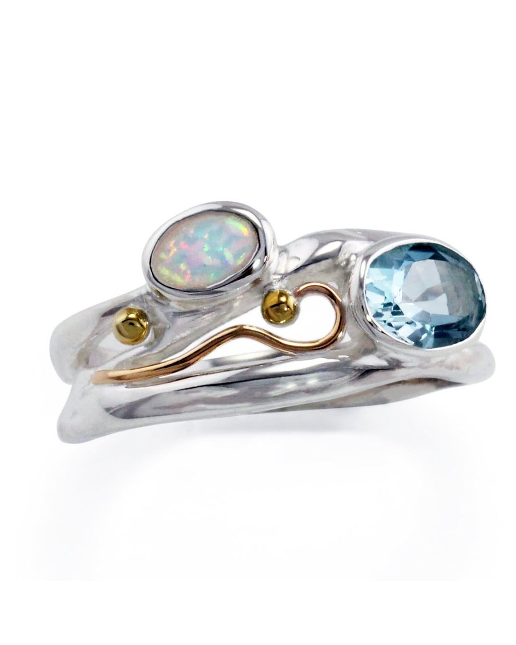 Isla Silver Blue Topaz & Opal Gemstone Ring