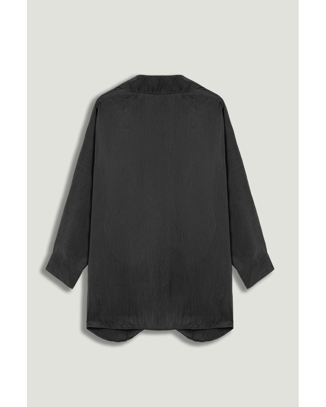 Nocturne Black Front-Tie Longline Shirt