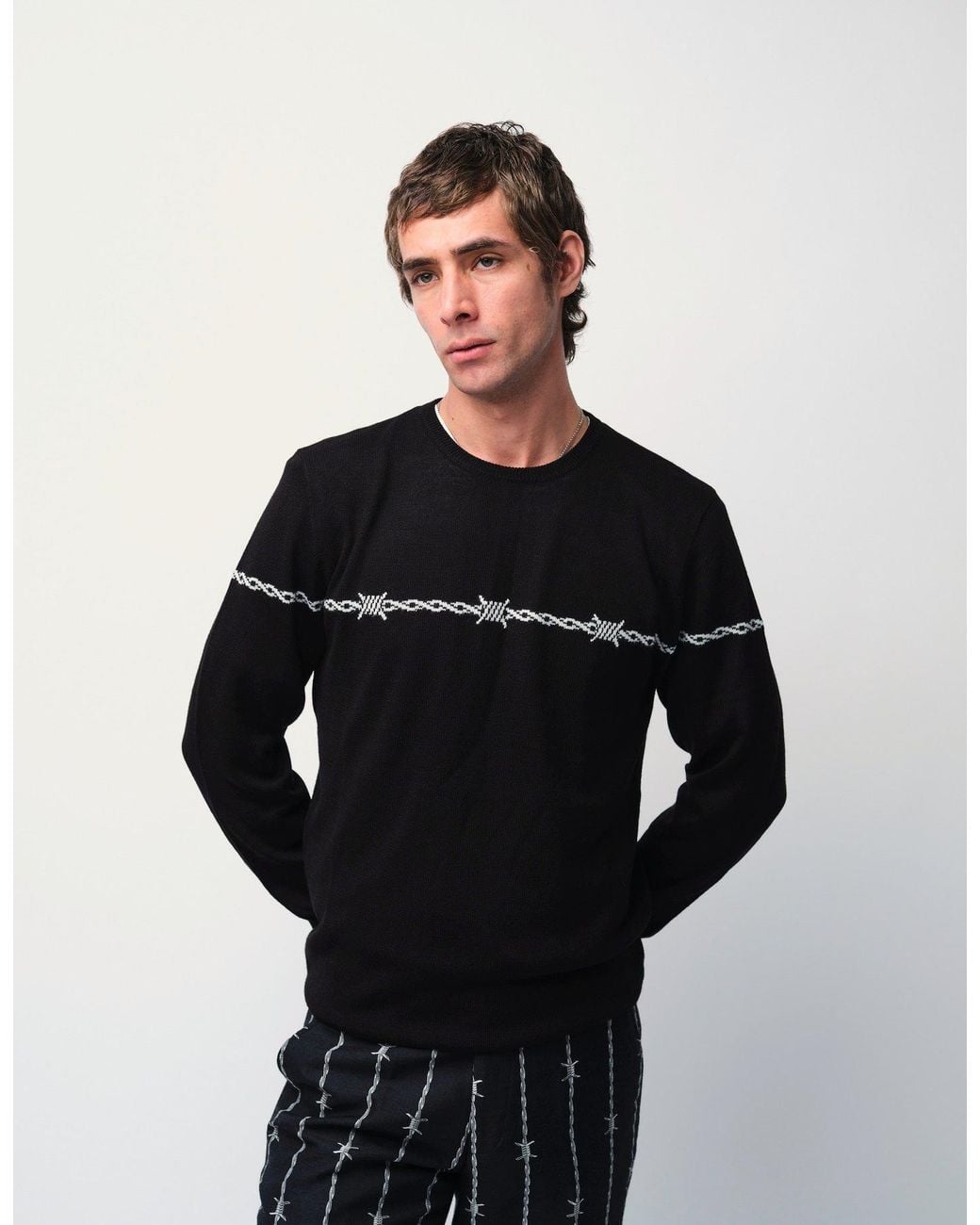 Gresham Blake Black Barbed Wire Jumper for men