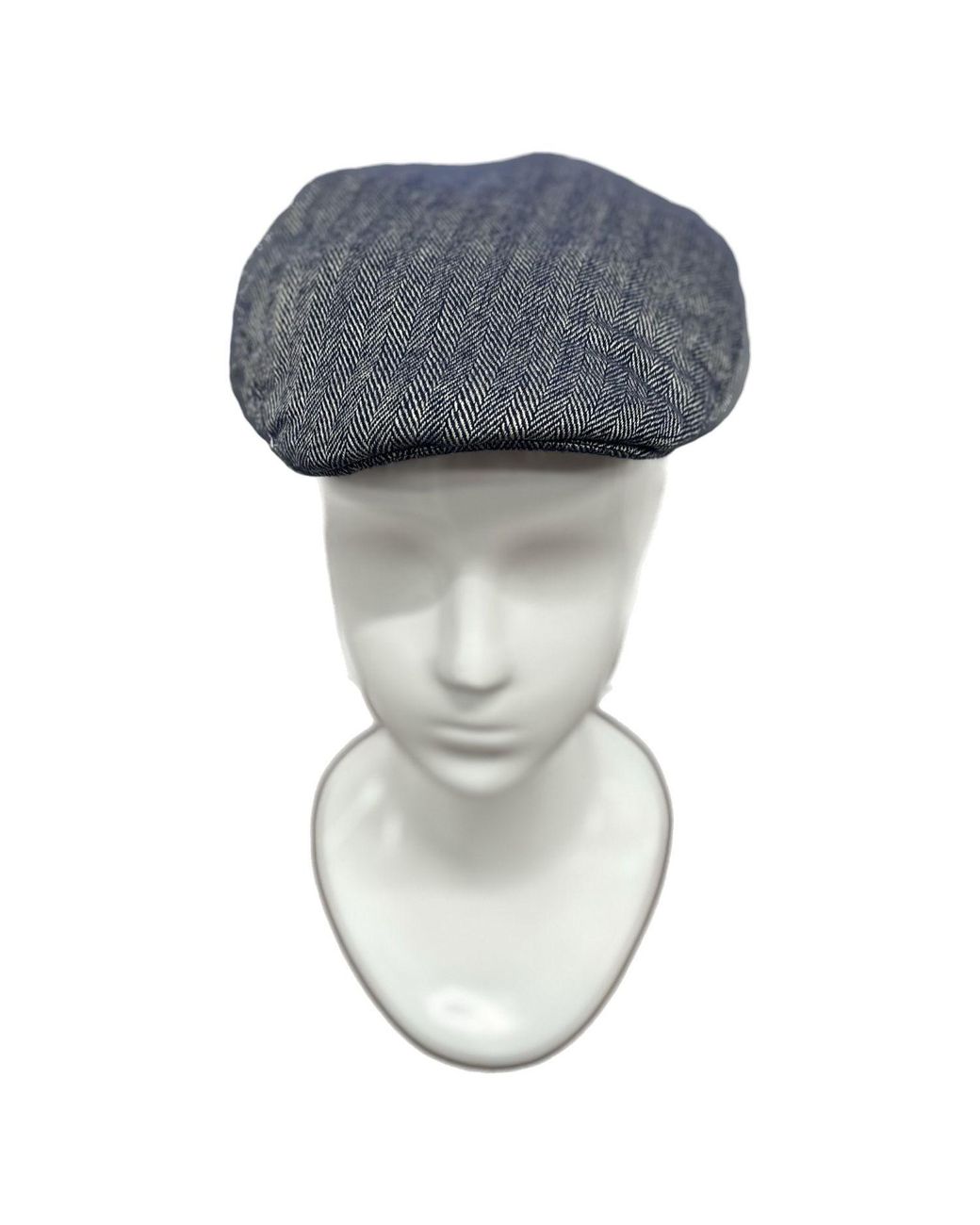 Kinalba Blue Herringbone Cashmere Flat Cap for men