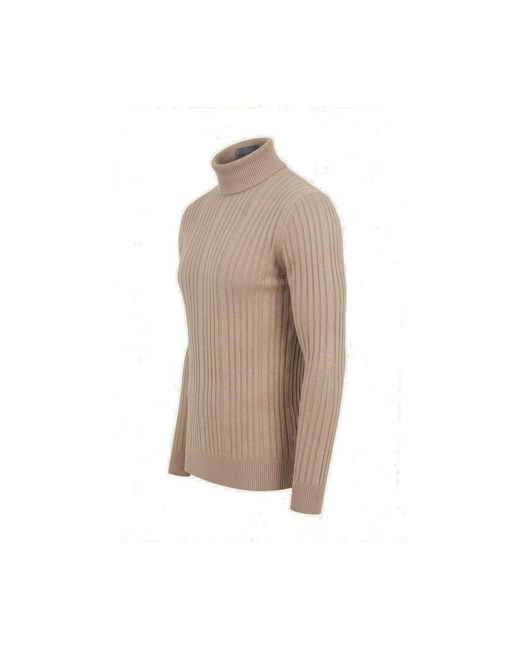 Ron Tomson Natural Neutrals Roll Neck Ribbed Sweater for men