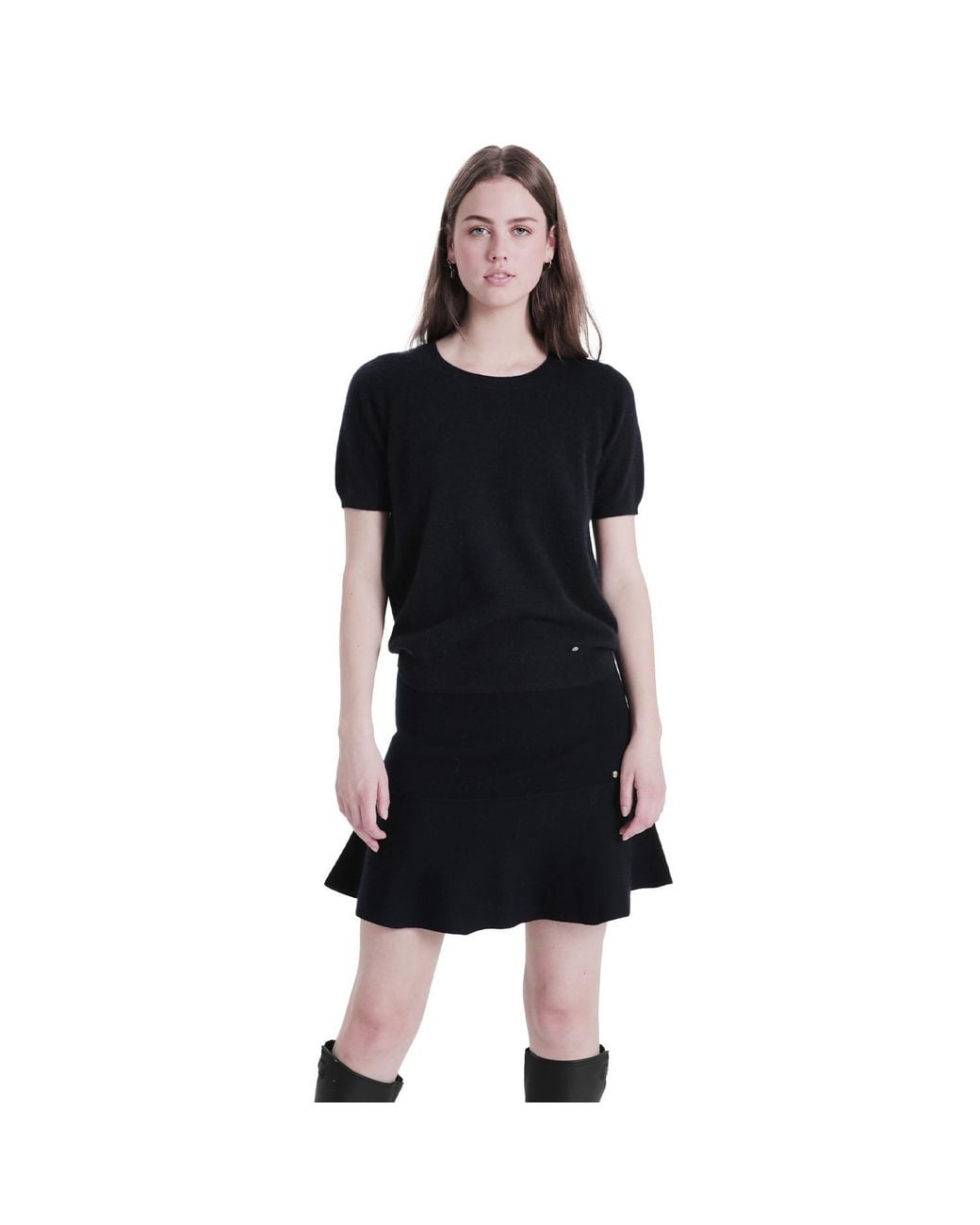 tirillm Blue Anita Short Merino Wool Flared Skirt