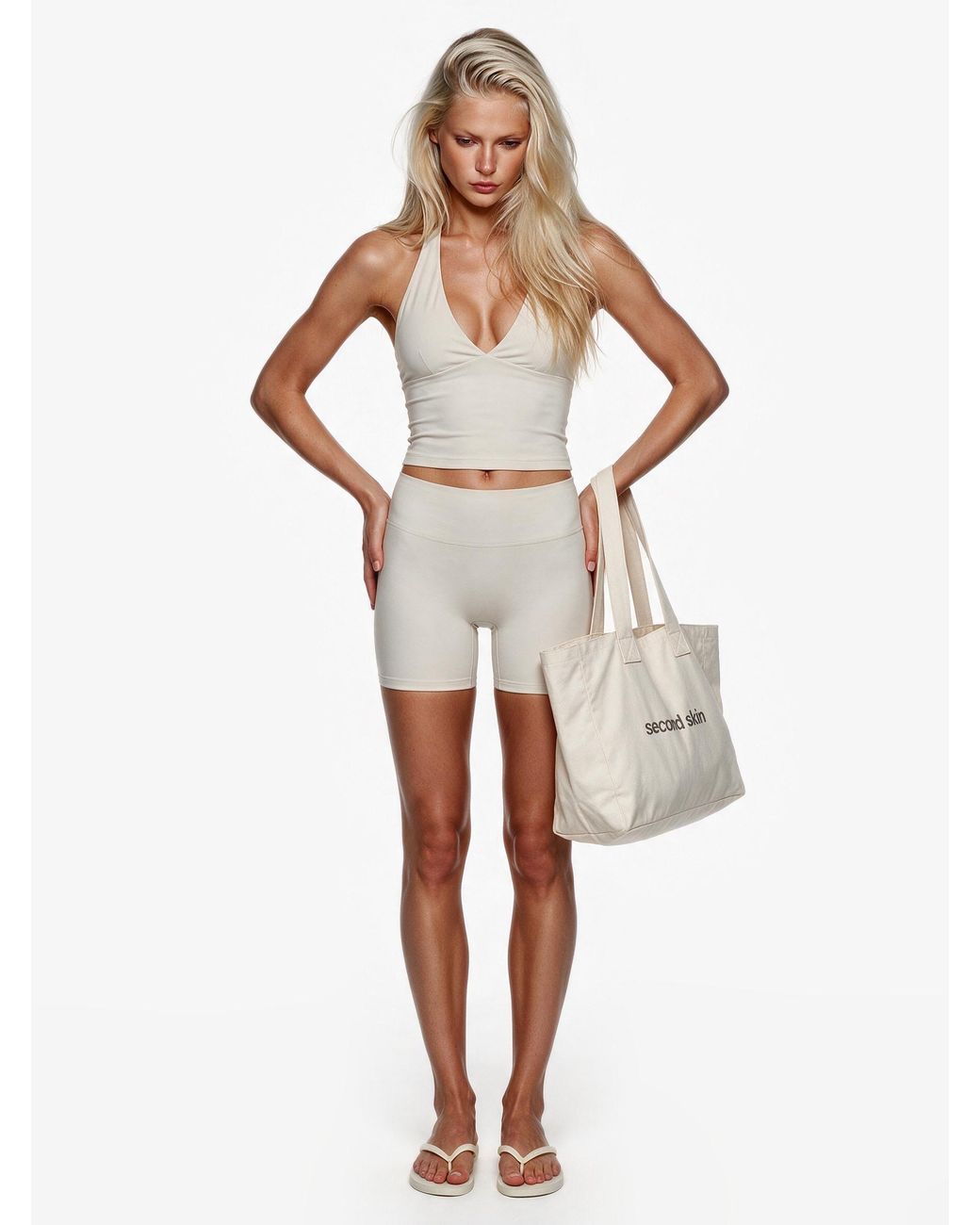 GOD SAVES QUEENS White Second Skin Studio Halter Top Ivory