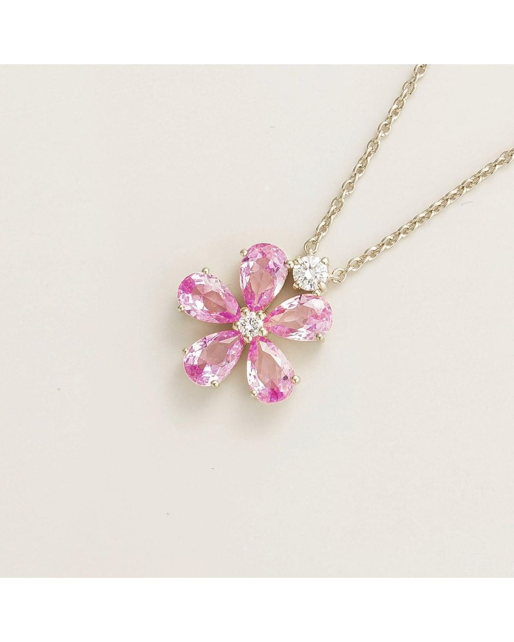 Juvetti Pink Florea Necklace Sapphire & Diamond