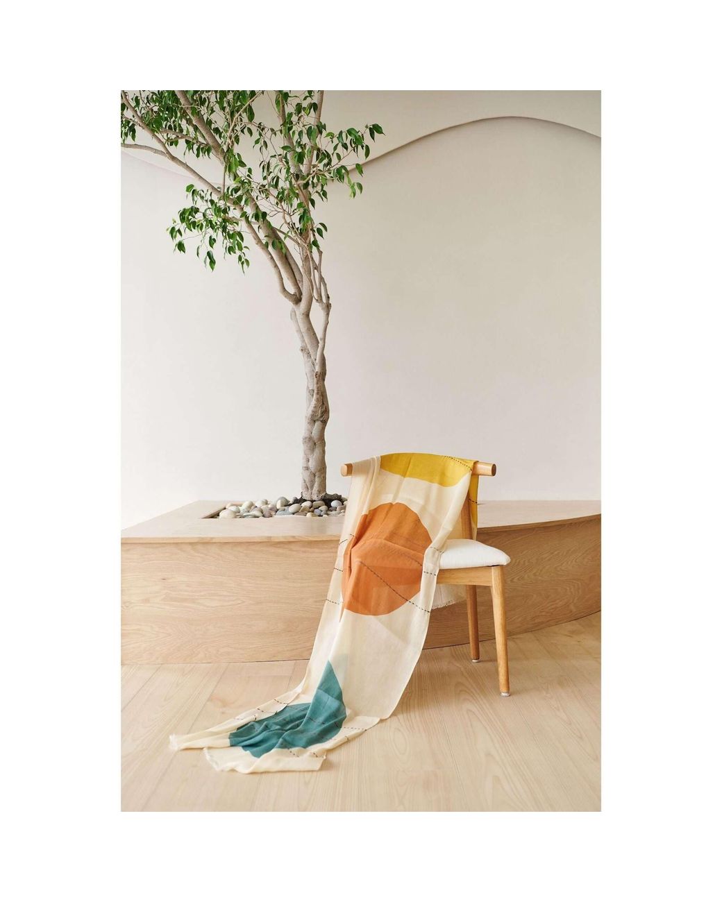 Variously Orange Cirq Moon Off Handwoven Linen Silk Scarf