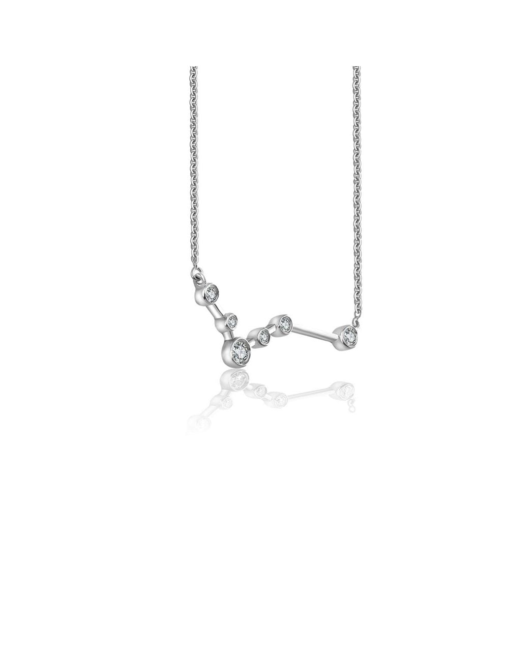 Genevieve Collection Metallic Pisces Zodiac Constellation Necklace 18K & Diamond