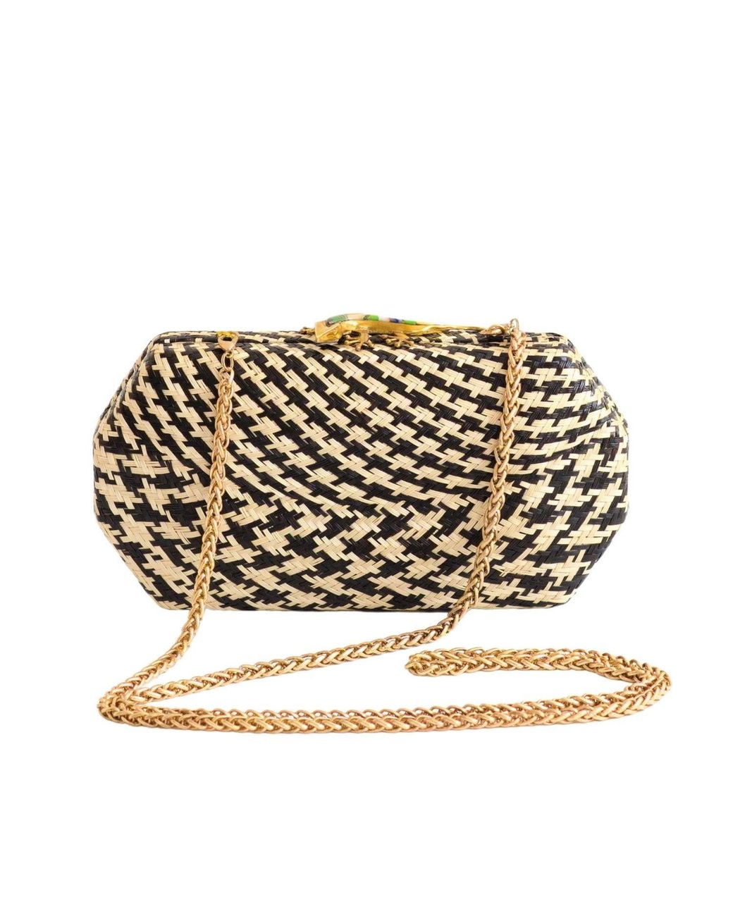 LIKHÂ Metallic Houndstooth Clutch