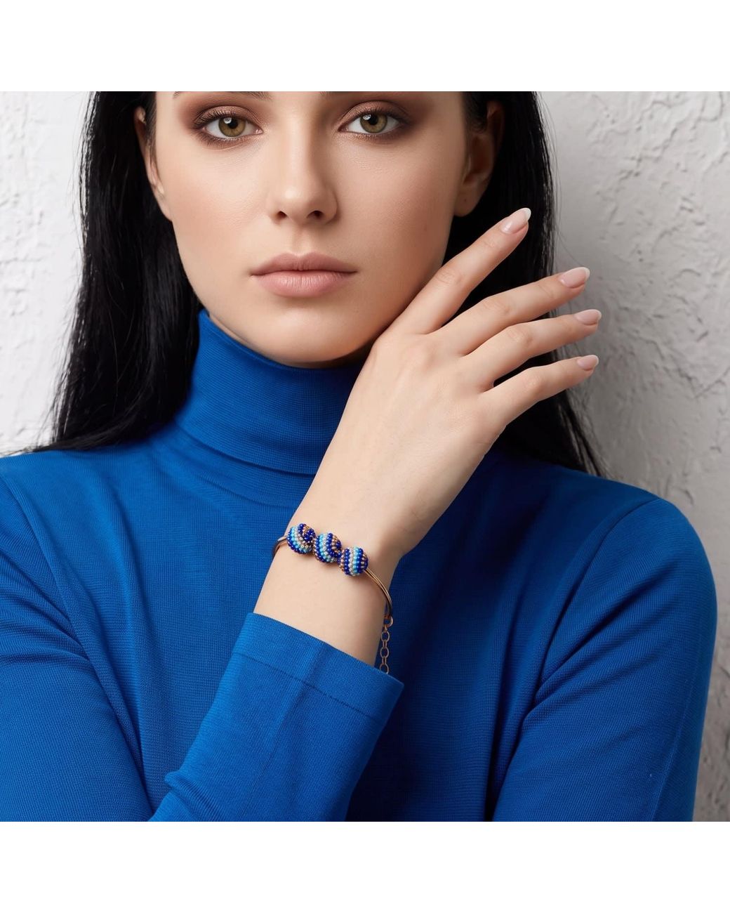 Iliana Arrazola Blue Magic Ball Bracelet, Glass Beads, Beaded Jewelry