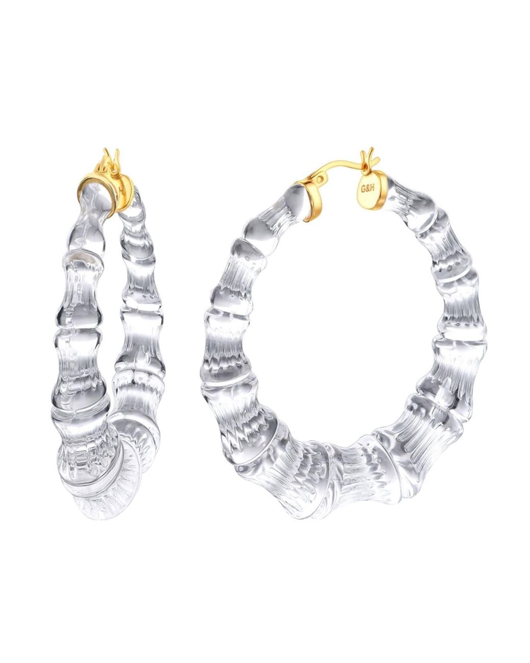 Gold & Honey Multicolor Sugar Clear Bamboo Hoop Earrings