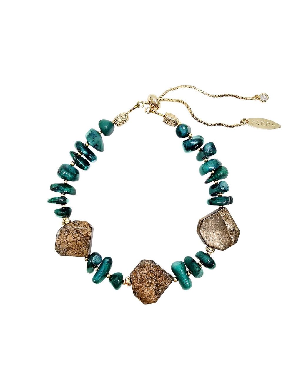 Farra Green Bamboo Coral With Tiger-Eye Bracelet