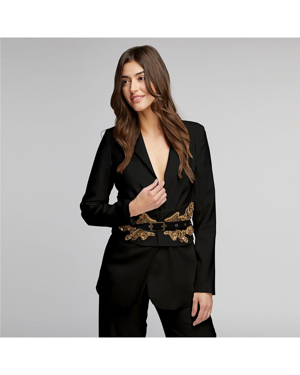 ALINA CERNĂTESCU Black Louvre Wool Belt Wtih Emrboderies