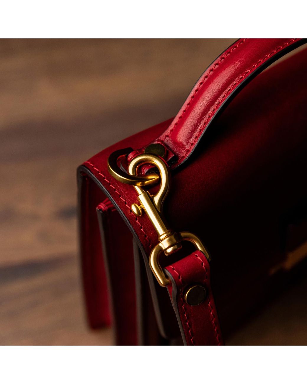 Time Resistance Red Small Leather Briefcase for men