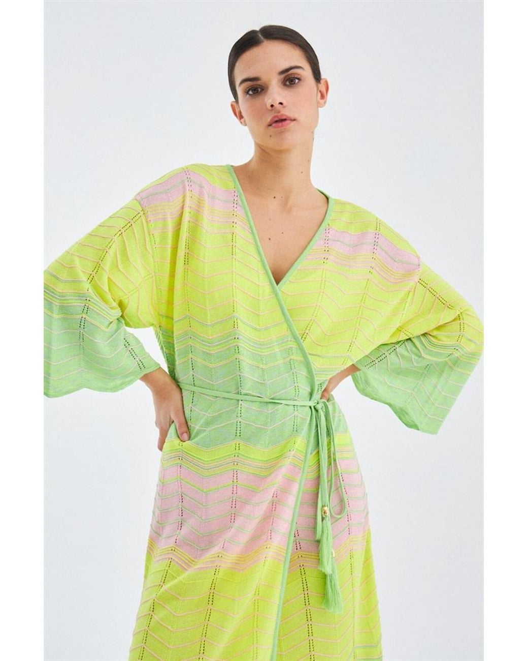 Peraluna Green Sakura Knit Kimono