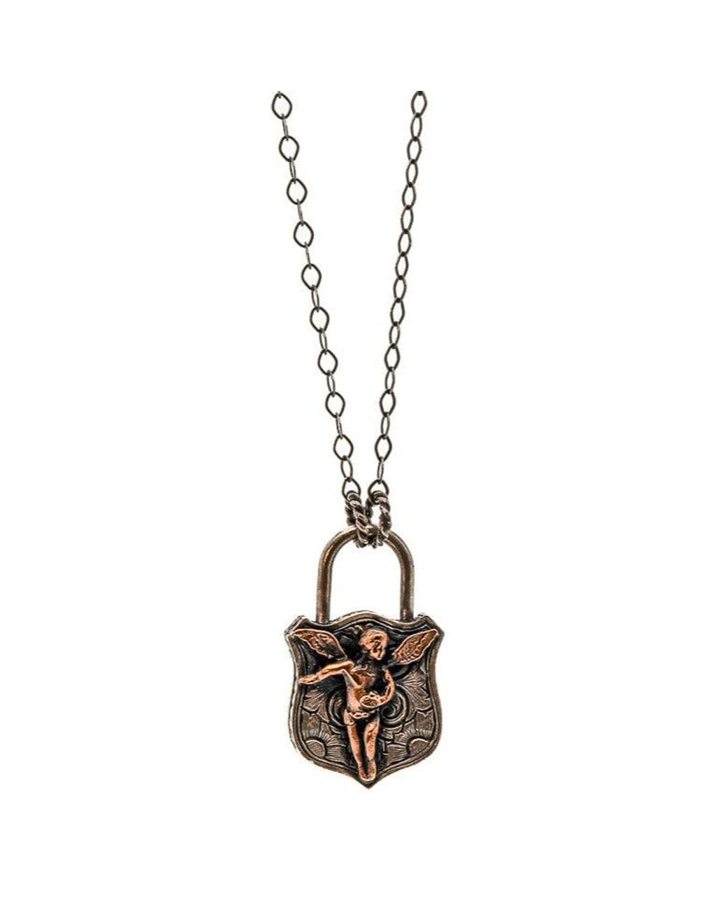 Ebru Jewelry Metallic Sterling Guardian Angel Unique Necklace