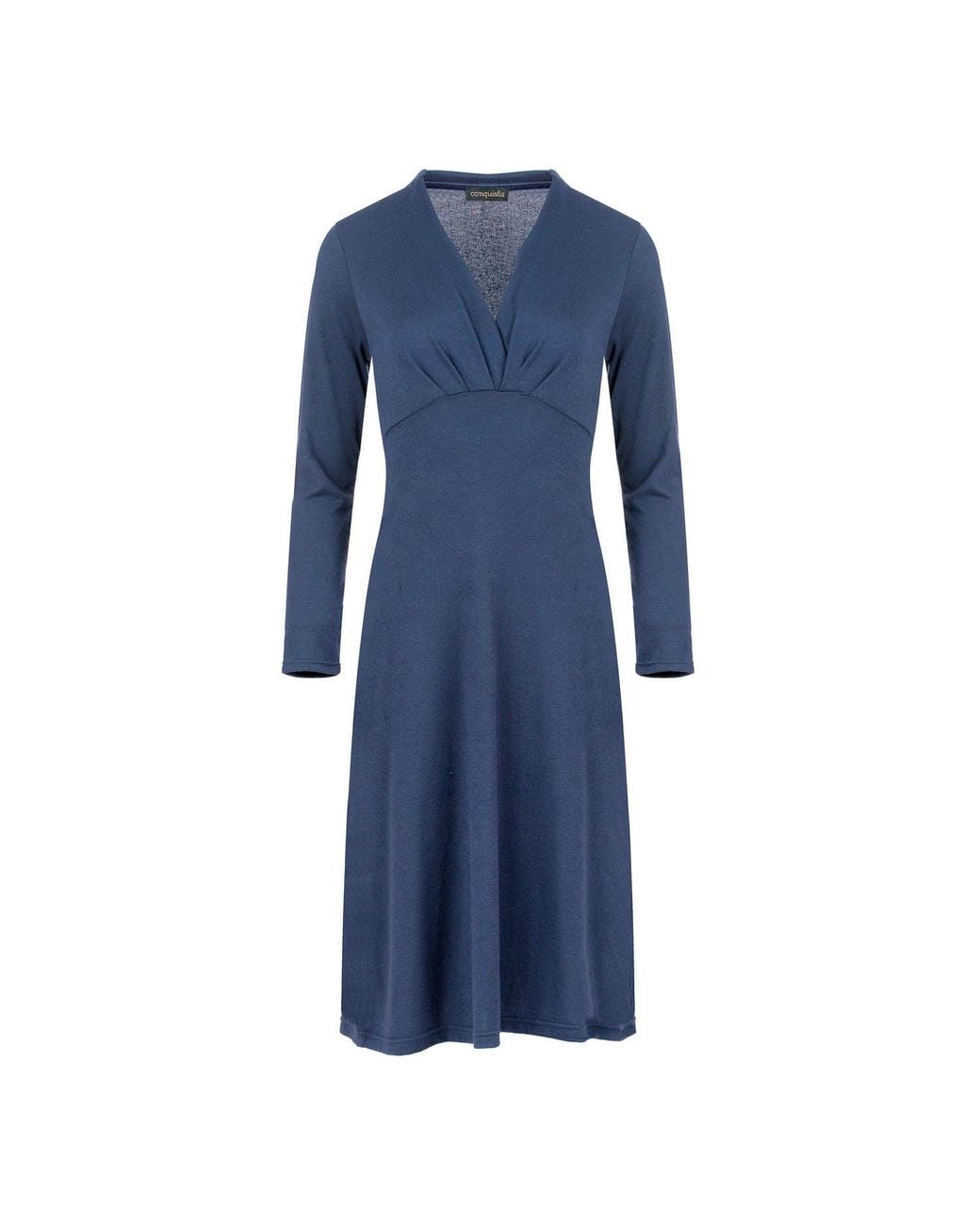 Conquista Blue Long Sleeve Empire Line Jersey Dress