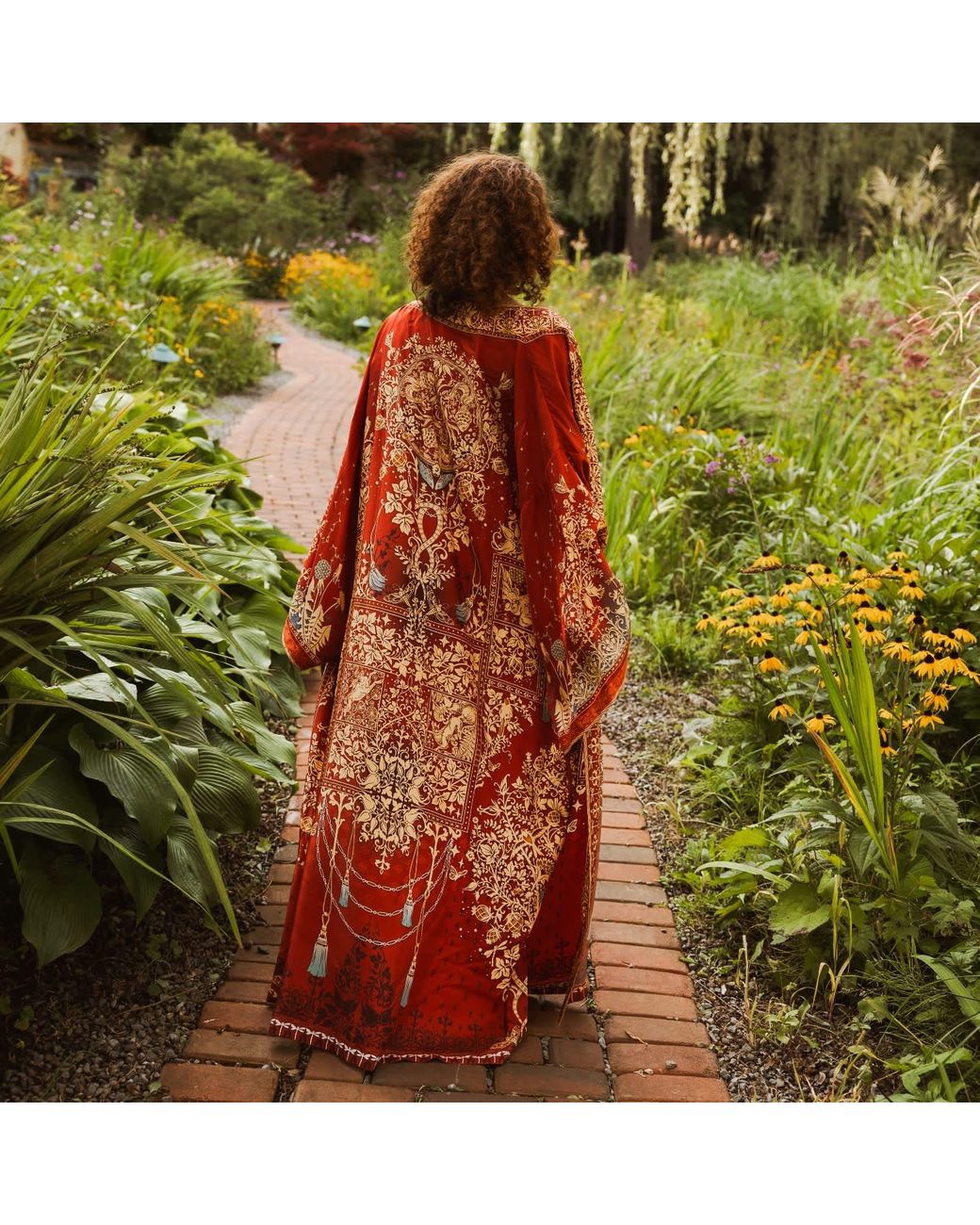 Silk&Soul Red Tree Of Life Silk Robe