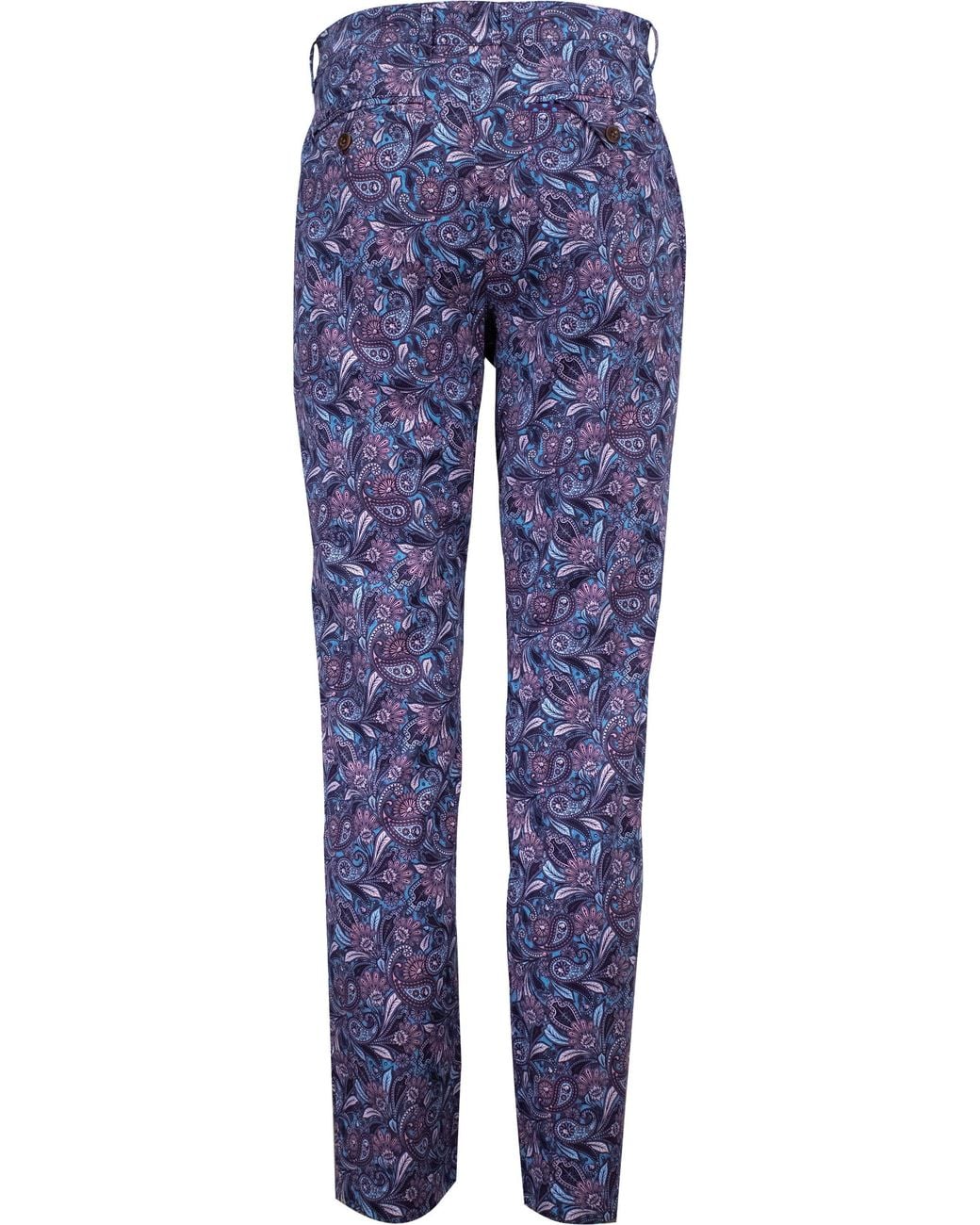 Lords of Harlech Blue Charles Skull Paisley Pants for men