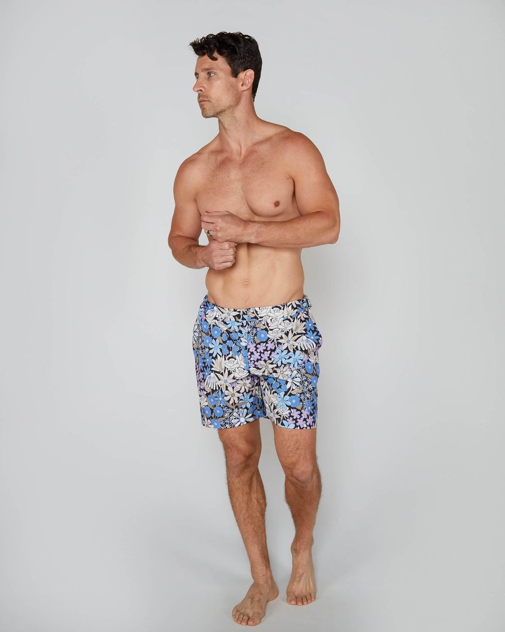 Lords of Harlech Blue Pool Rough Floral Swim Short for men