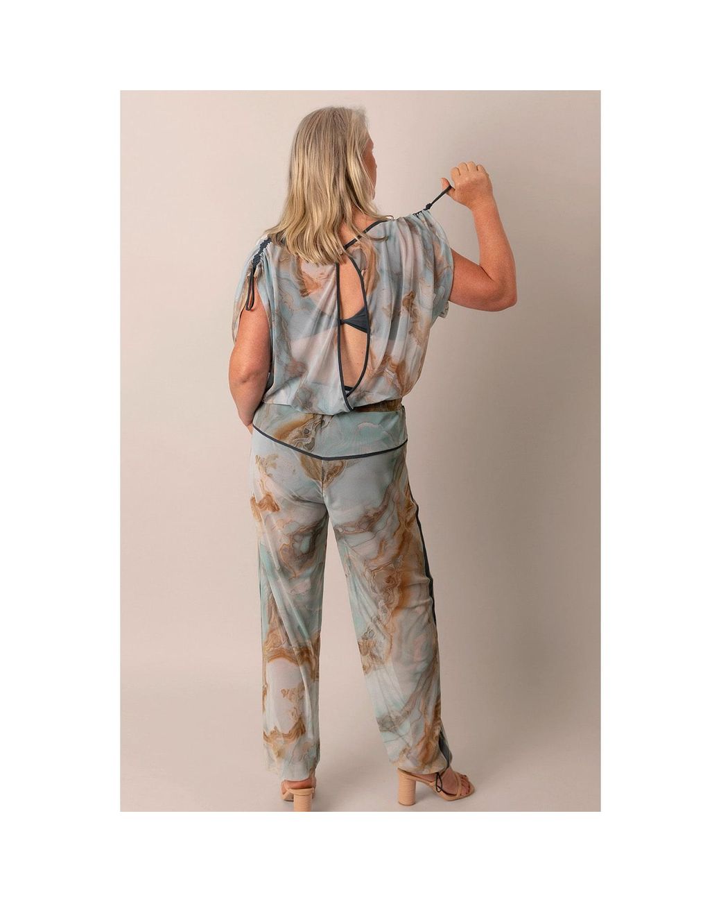 Serotone Swim Blue Swim Cover Up Mesh Drawcord Joggers
