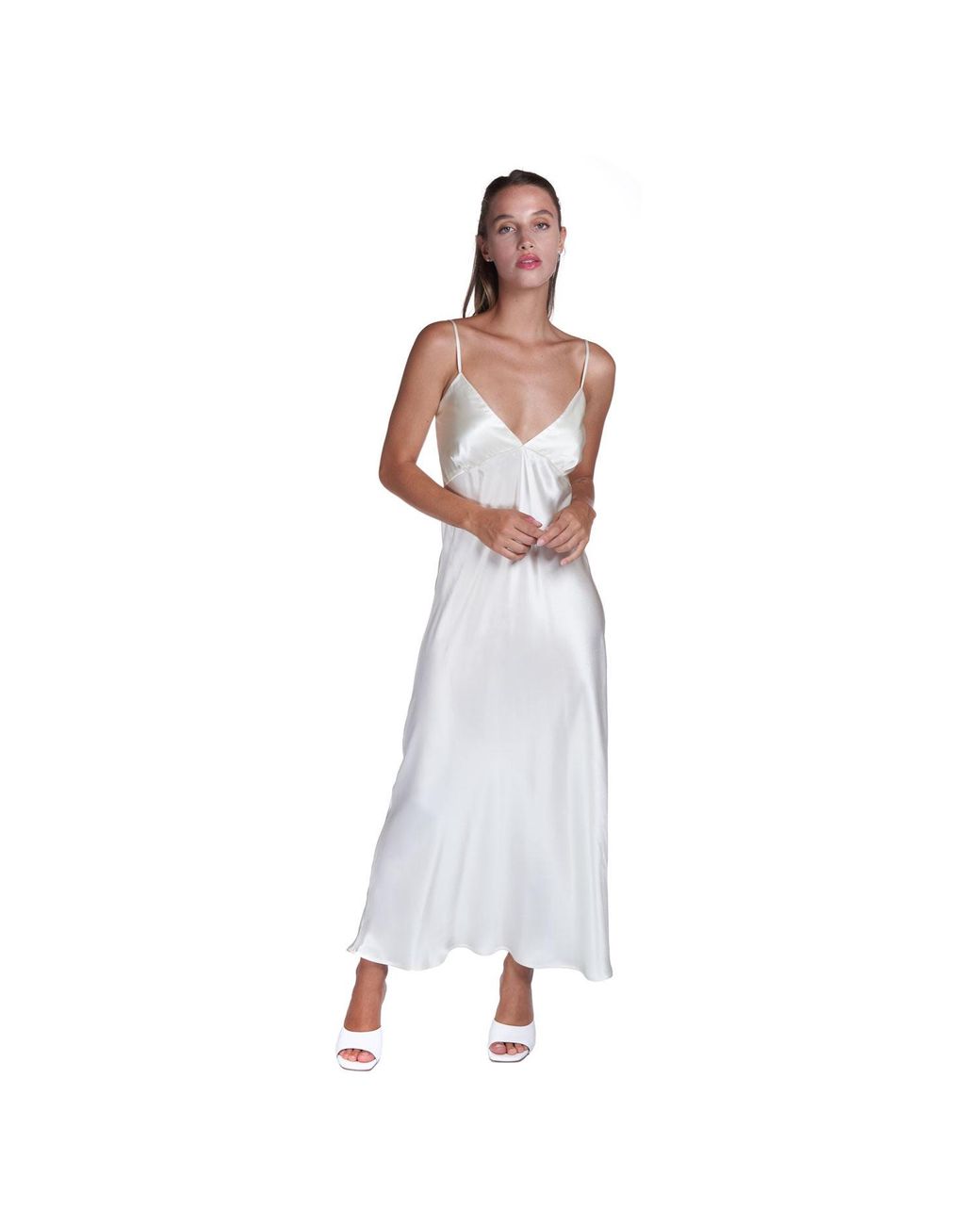 Sofia Tsereteli White Silk Satin Lingerie Slip